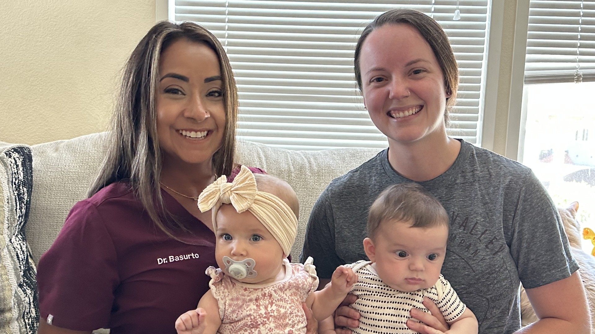 Dr B and Katelyn with babies